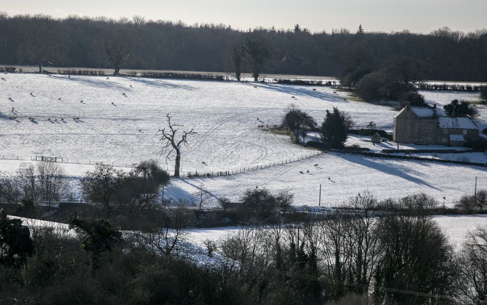 Snow covers fields on December 28, 2017 near Cirencester, 