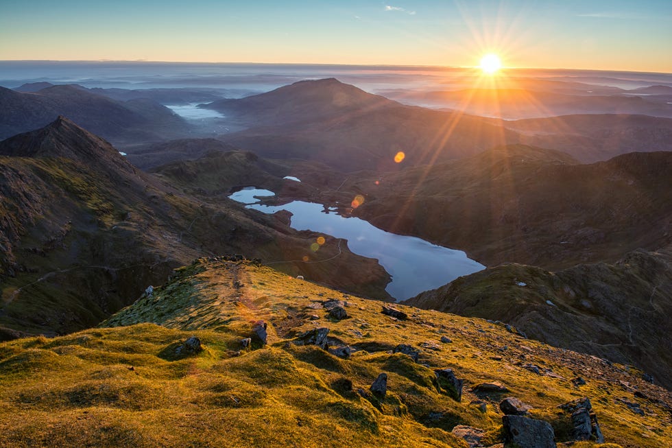 the sunrise viewed from the top of snowdon