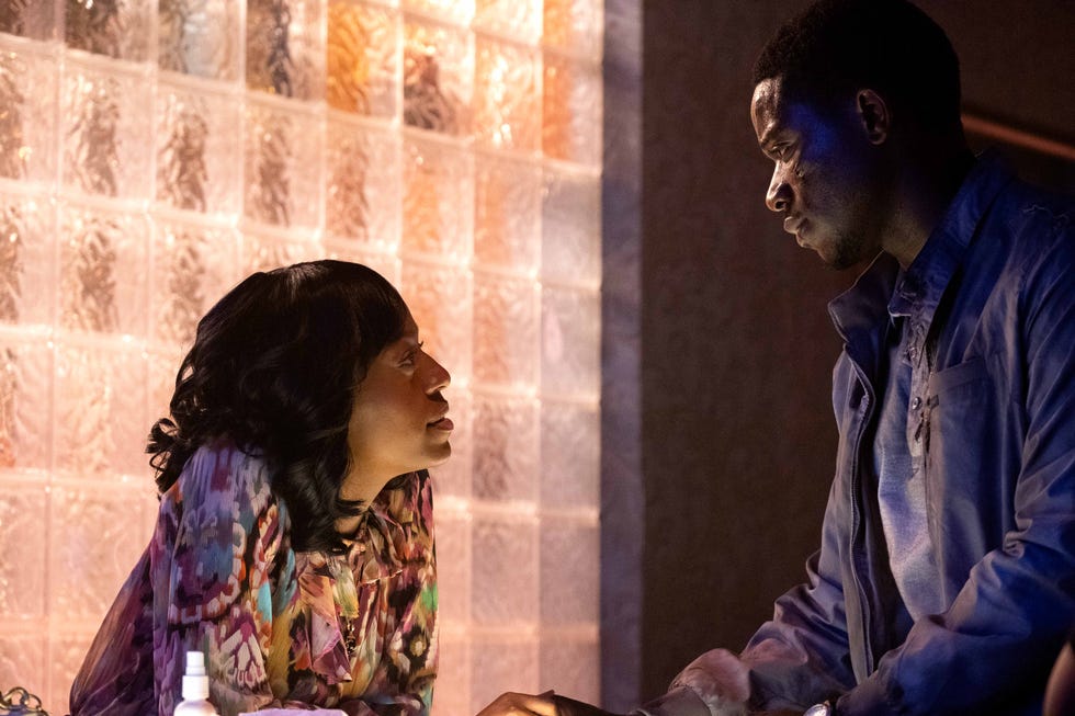 snowfall "the iliad part 2" — season 5, episode 6 airs wednesday, march 23rd — pictured l r devyn tyler as veronique, damson idris as franklin saint cr ray mickshawfx