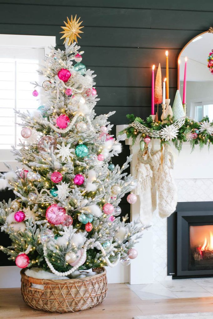 Christmas Tree Straw Topper- Pink