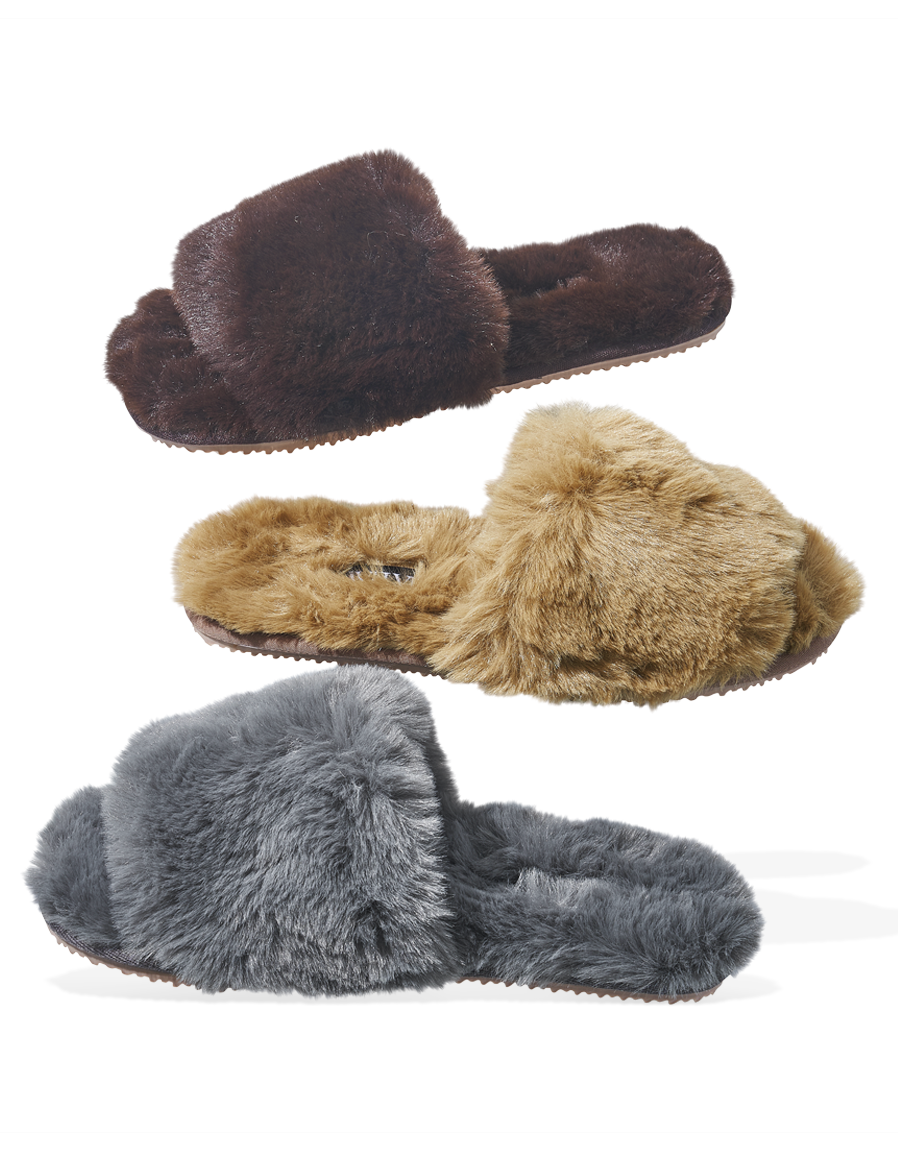 three furry slippers