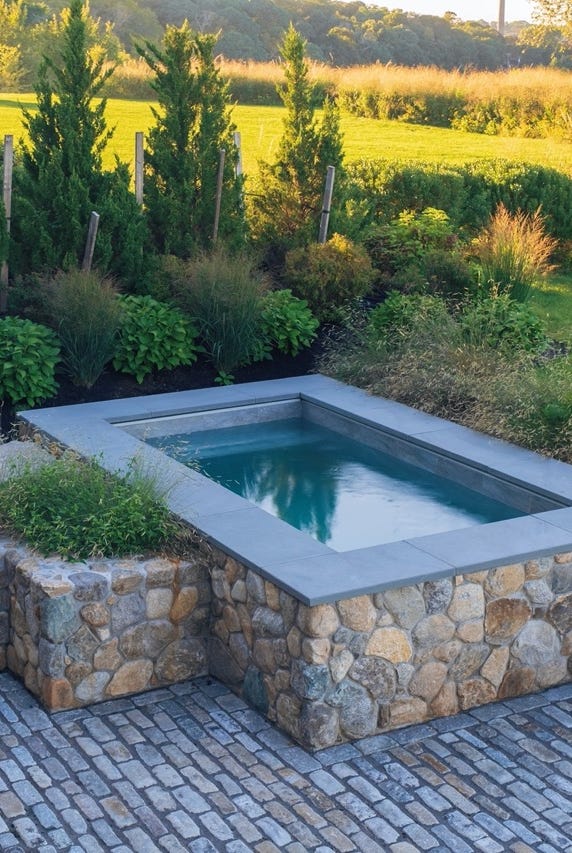a small pool in a backyard a small pool in a backyard