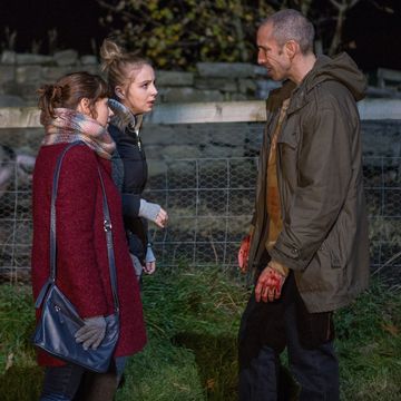 Lydia Hart, Belle Dingle and Sam Dingle make a shocking discovery in Emmerdale