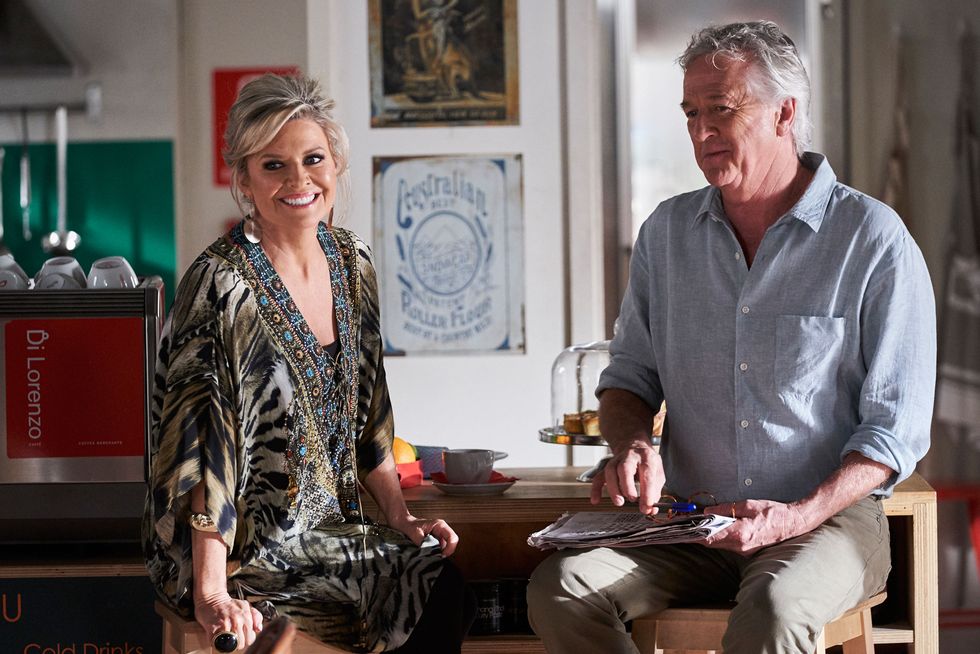Marilyn Chambers and John Palmer celebrate Raffy's news in Home and Away