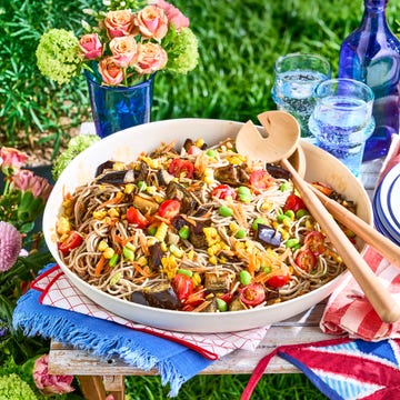 soba noodle and roasted aubergine salad