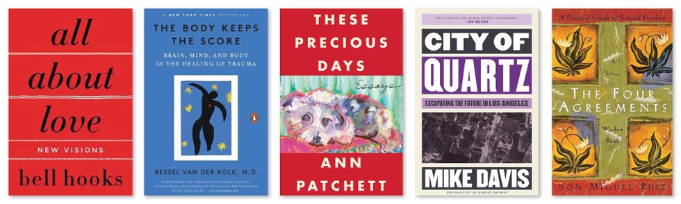 all about love, bell hooks, the body keeps the score, bessel van der kolk, these precious days, ann patchett, city of quartz, mike davis, the four agreements, don miguel ruiz