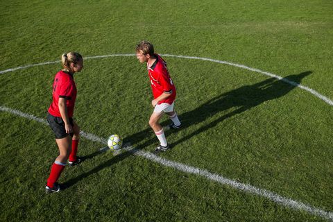 Soccer players on field