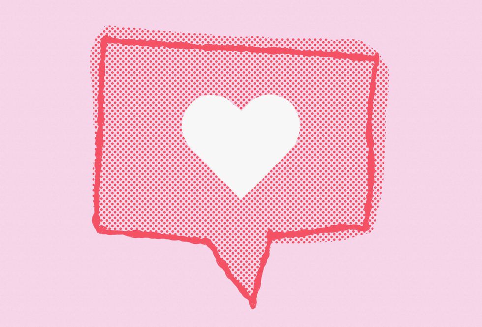 social media love red heart icon on pink background