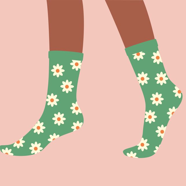 socks, knee socks, stockings woman, female, girls feet, legs walking in bright colored print , footwear