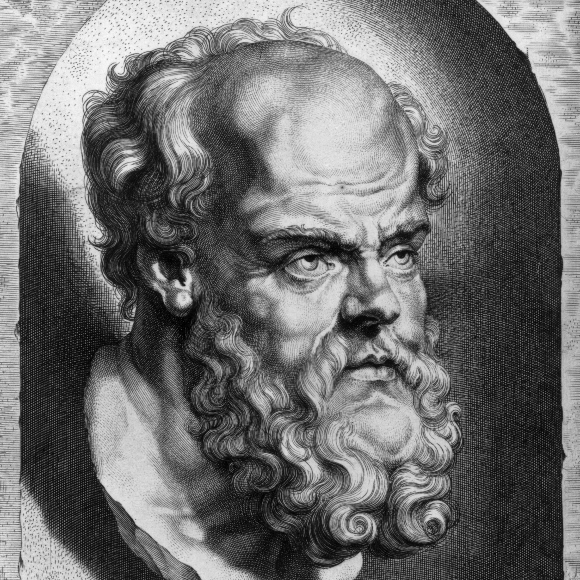 Premium Vector | Socrates greek philosopher making the loser hand gesture  mono line art