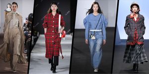 Fashion model, Clothing, Fashion, Tartan, Plaid, Jeans, Pattern, Denim, Textile, Design, 