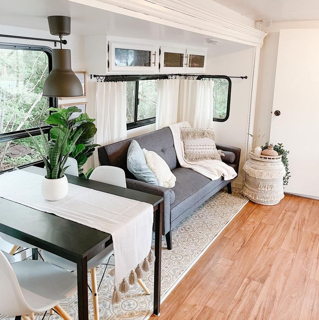 rv renovation from brown interior to white