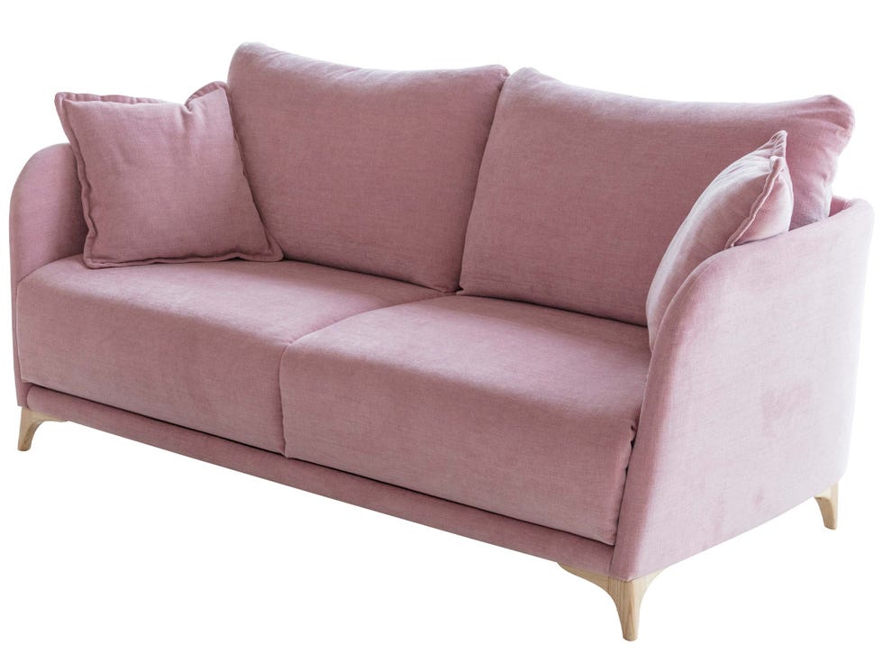 sofá cama en tono rosa