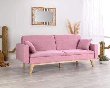 sofá cama rosa