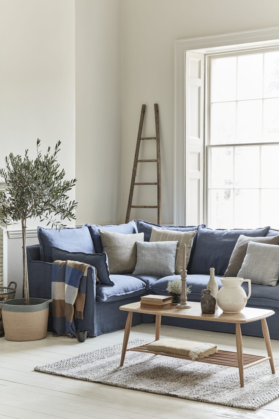 isaac corner sofa in oxford blue