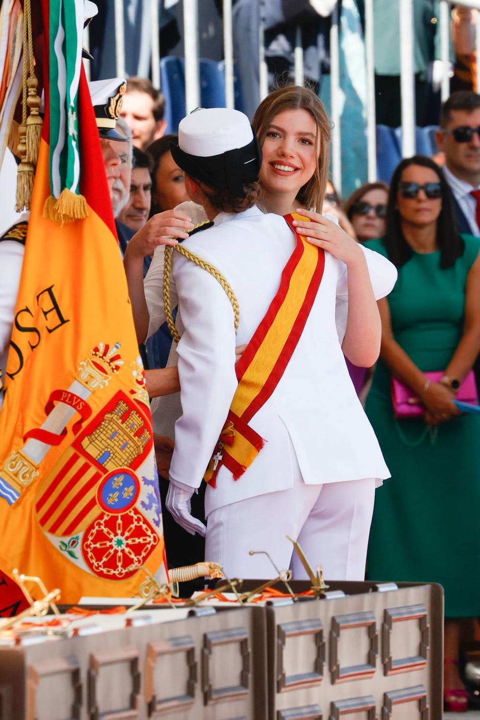 princess leonor de borbon and princess sofia de borbon attending the flag pledge (jura de bandera and entrega de despachos de empleo) ceremony marin naval military academy in marin, pontevedra on wednesday, 16 july 2025.
