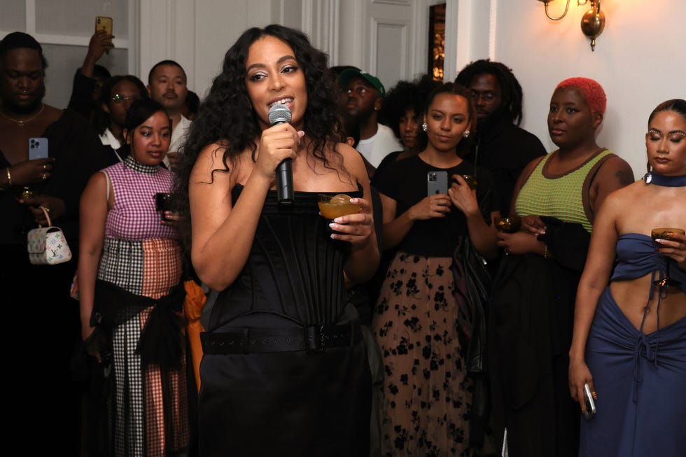 new york, new york june 14 solange knowles attends as saint heron unveils its glassware collection with crown royal golden apple at “a house is not a home” screening, on june 14, 2023 in new york city photo by kevin mazurgetty images for crown royal