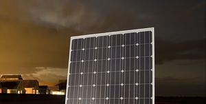 Solar panel, Solar energy, Light, Lighting, Solar power, Sky, Technology, Water, Rectangle, Line, 