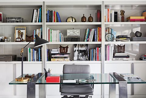 Shelving, Shelf, Bookcase, Furniture, Room, Building, Interior design, Desk, Office, Home, 