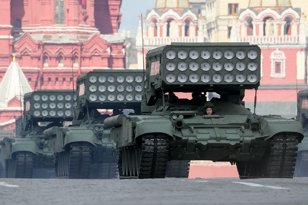 dress rehearsal of victory day military parade held in moscow