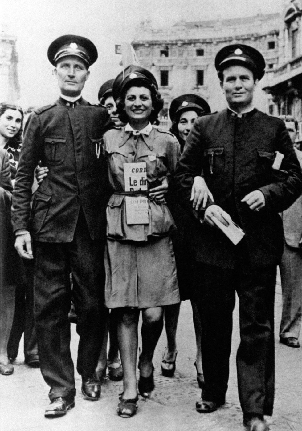milanese tram drivers celebrating the fall of mussolini