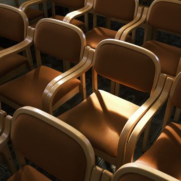 a large group of chairs