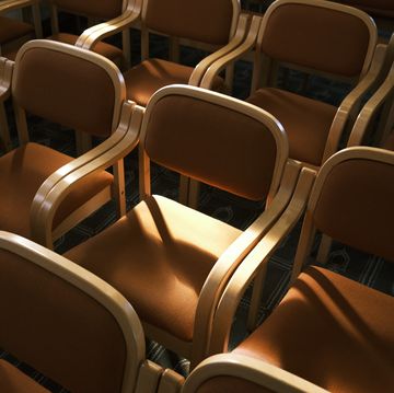 a large group of chairs