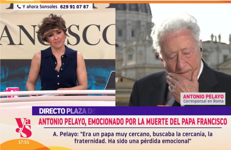 sonsoles onega se emociona con las lagrimas del periodista antonio pelayo en directo en y ahora sonsoles tras la muerte del papa francisco