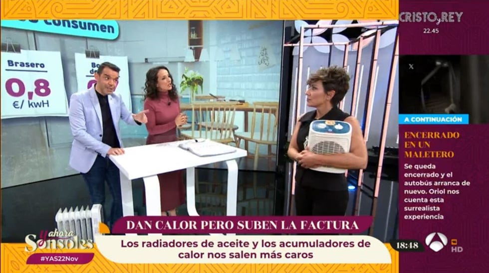 la presentadora se lleva su estufa del set del programa de antena 3