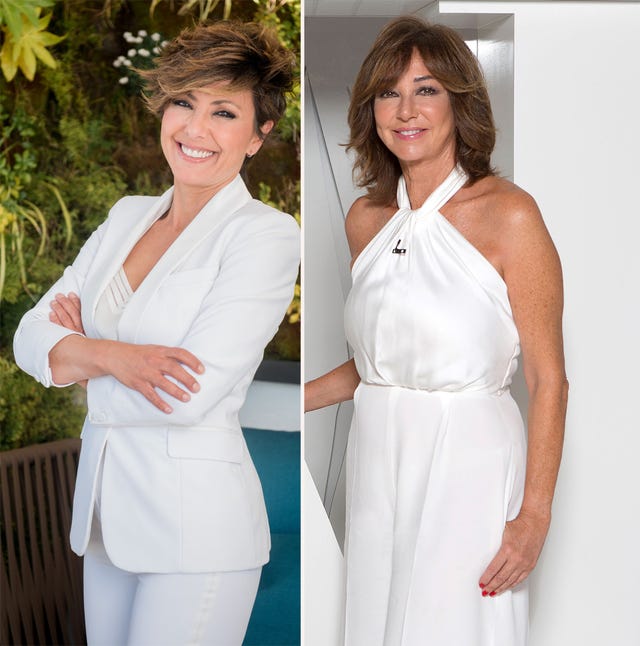 la presentadora de ya es mediodía y la de el programa de ana rosa vestidas de blanco