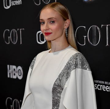 sophie turner has a prop from game of thrones on display in her home