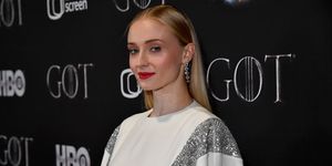 sophie turner has a prop from game of thrones on display in her home