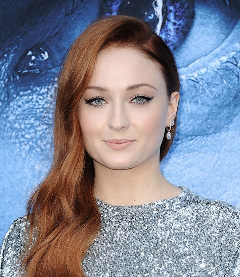 sophie turner red hair with highlights
