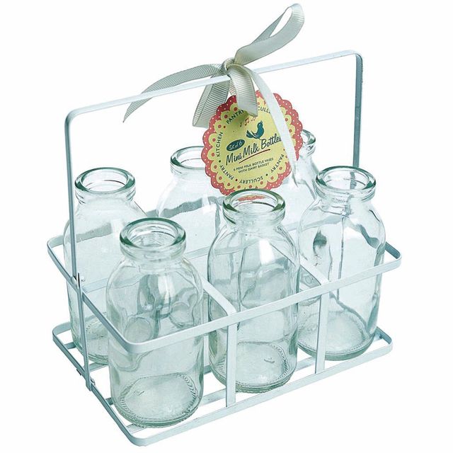 mini botellas de cristal con soporte vintage