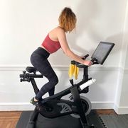 soulcycle at home fitness bike with test editor jordan smith photographed in january 2021