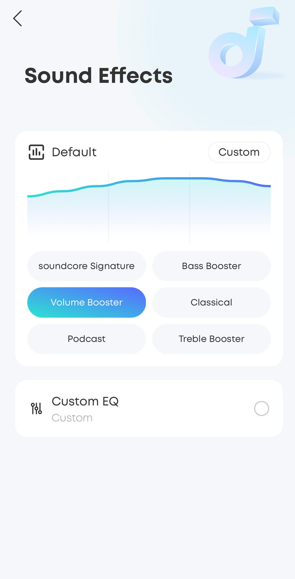 sound effects page in a headphone app