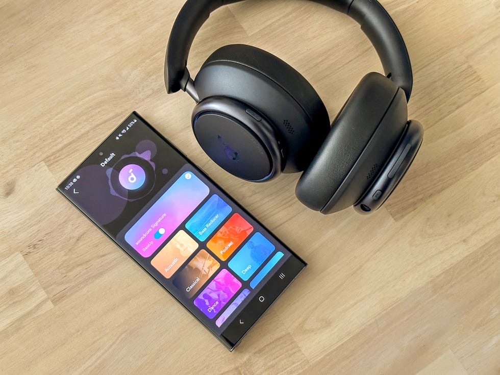 soundcore q45 headphones and companion app on phone