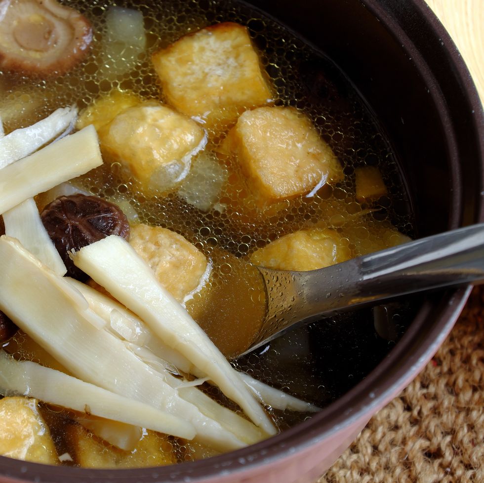 soup pot for vegan bun mang or bamboo shoot noodles