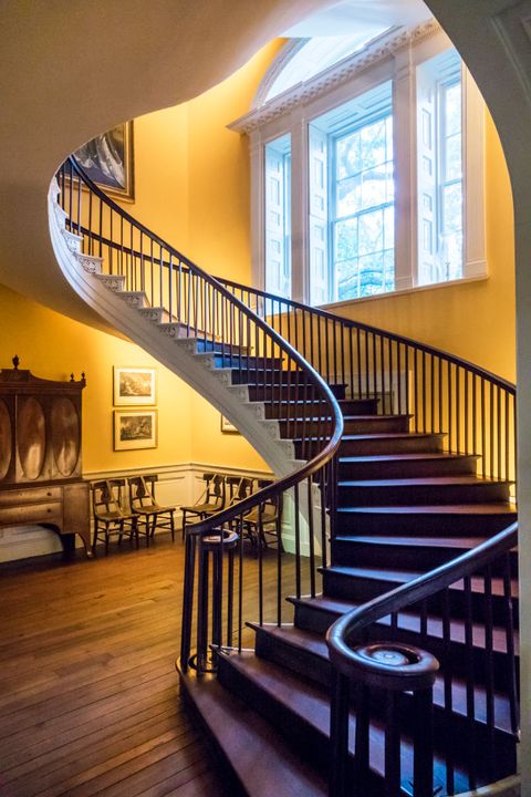 south carolina, charleston, nathaniel russell house museum, historic home with winding staircase