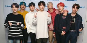 bts visit 'the morning mash up' on siriusxm hits 1 channel at the siriusxm studios in new york