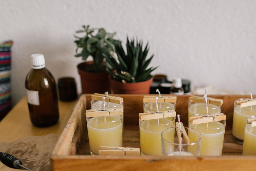 soy wax candles in the making