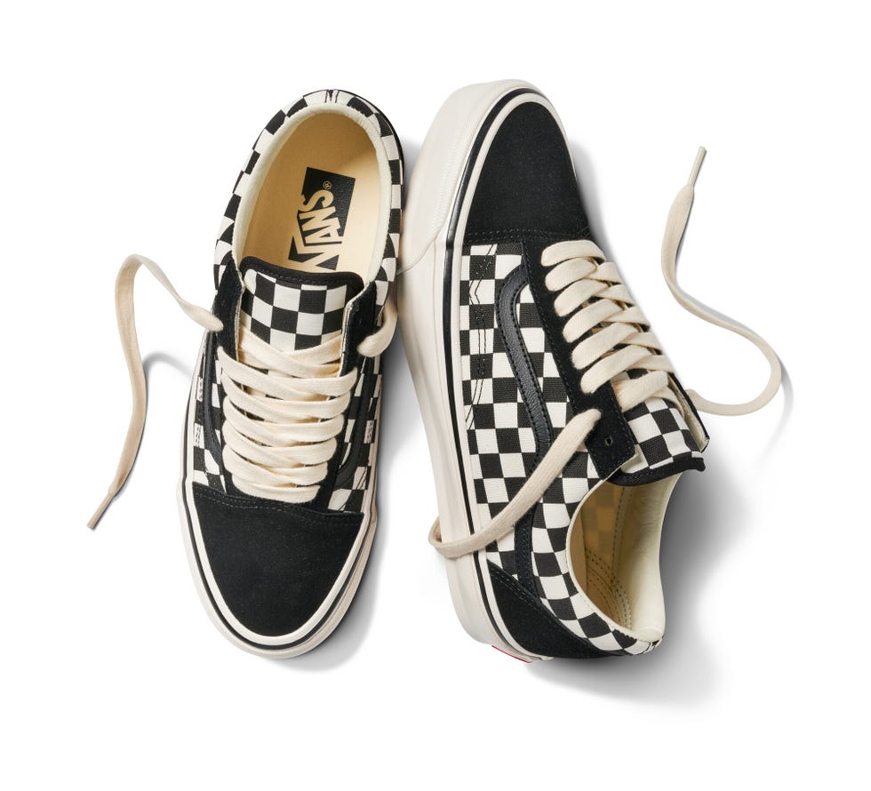 classic black and white checkered sneakers with laces