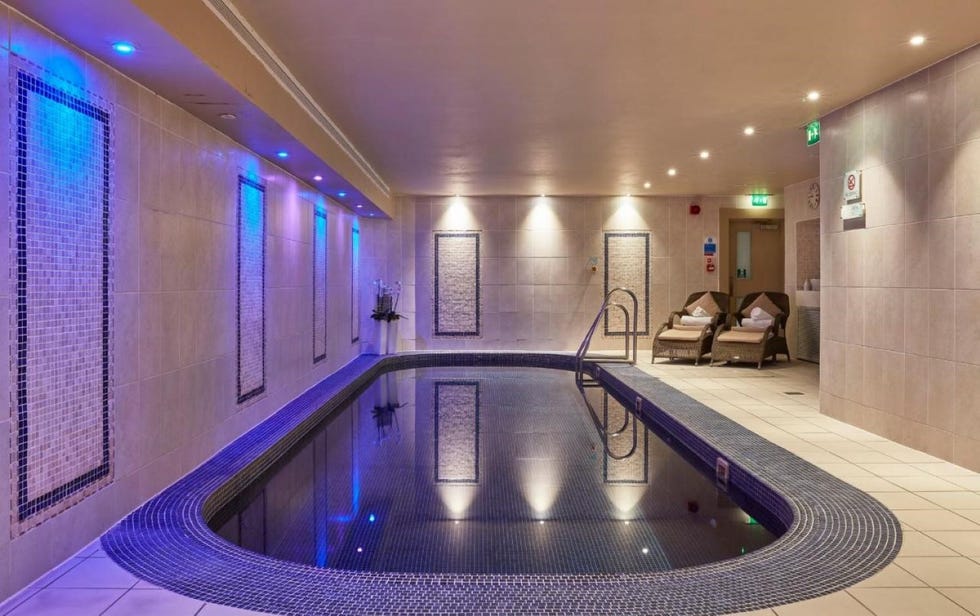 a swimming pool in a room