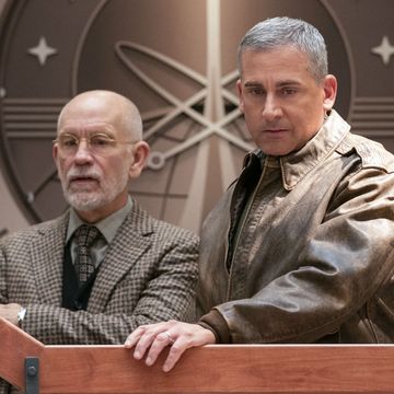 john malkovich as dr adrian mallory and steve carell as mark naird in space force on netflix