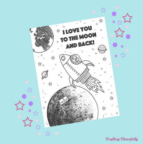 printable father's day cards i love you to the moon and back coloring page