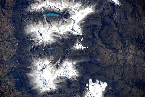 Closeup van de Cordillera Blancagletsjer in Peru gemaakt door Hurley op 23 juli