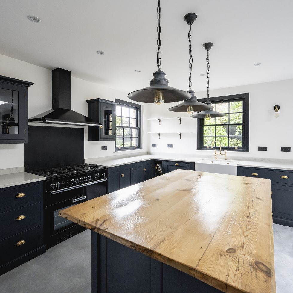 spacious kitchen in luxurious home with modern decor