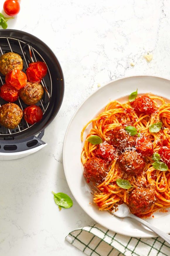 spaghetti and air fryer meatballs