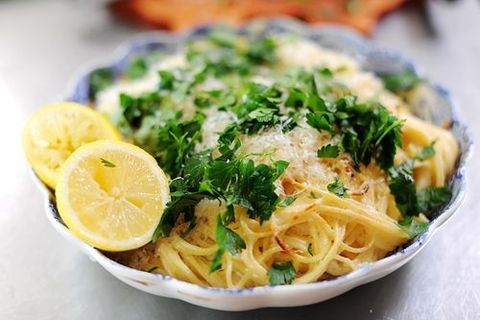 baked lemon pasta with herbs