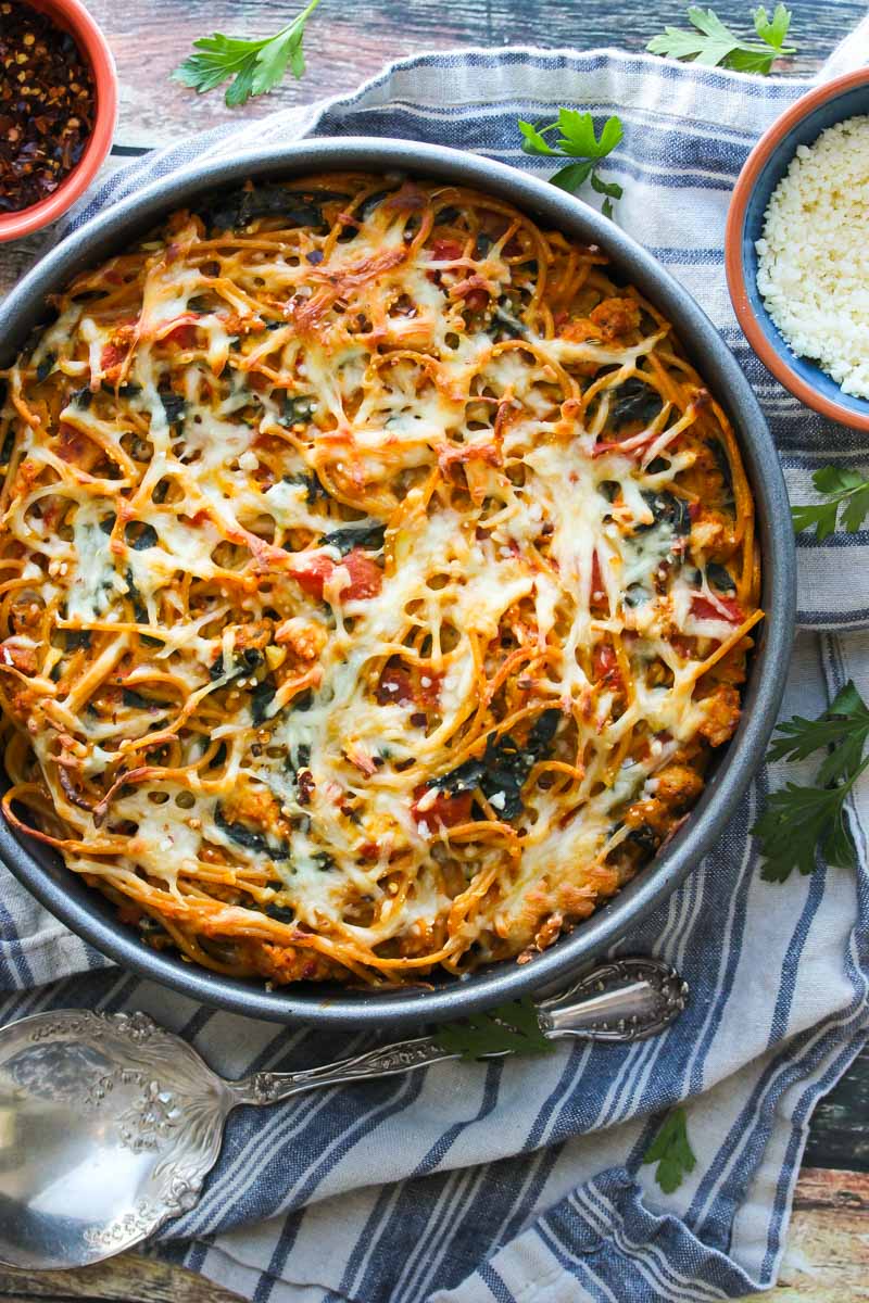 best kale recipes   kale and pumpkin spaghetti pie